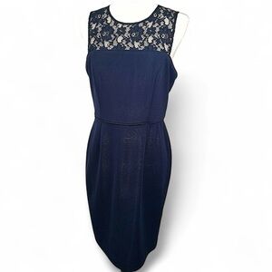 Adrianna Papell Strapless Navy Dress with Lace